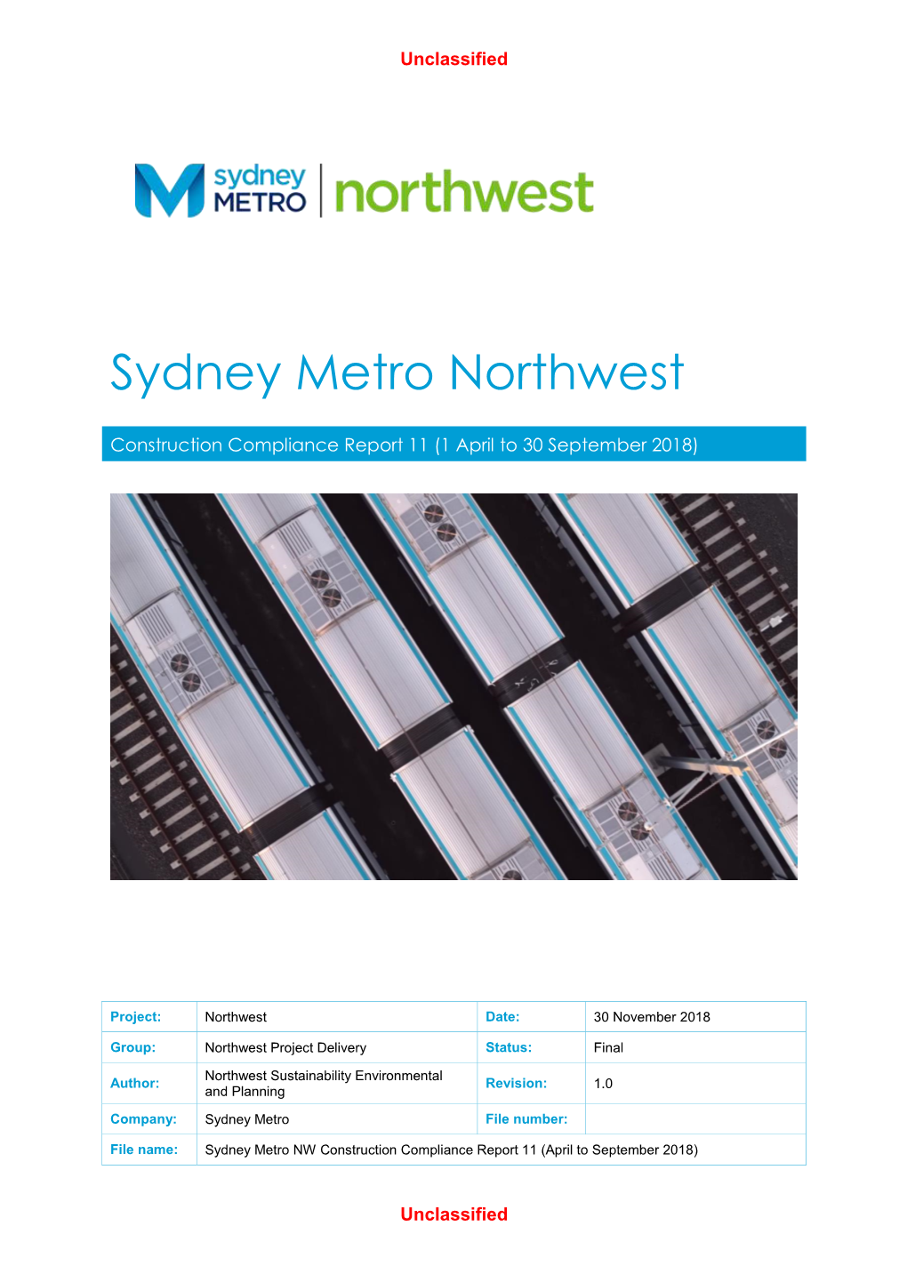 Sydney Metro Northwest Construction Compliance Report 11 (April To