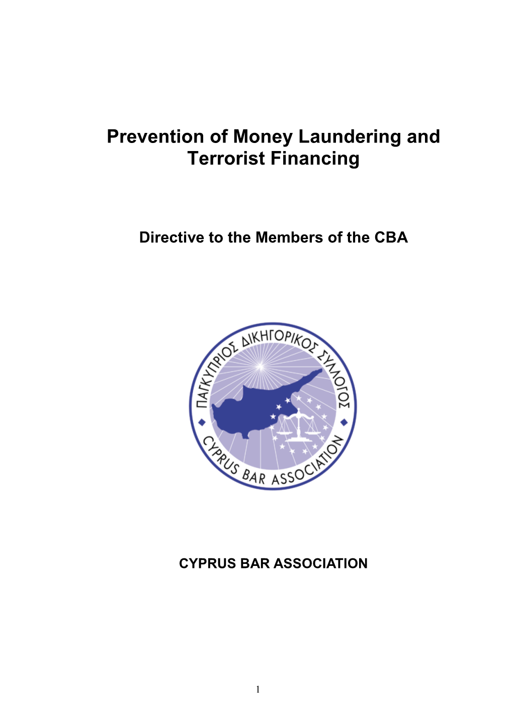 Prevention of Money Laundering and Terrorist Financing