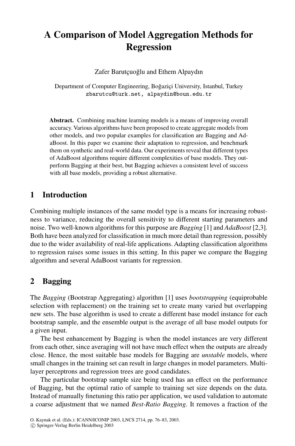 A Comparison of Model Aggregation Methods for Regression