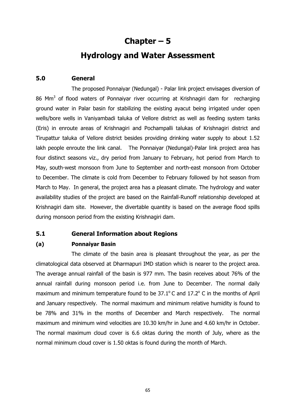 Chapter – 5 Hydrology and Water Assessment