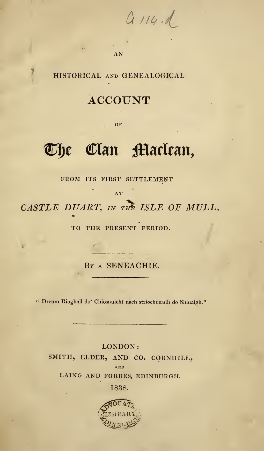 An Historical and Genealogical Account of The