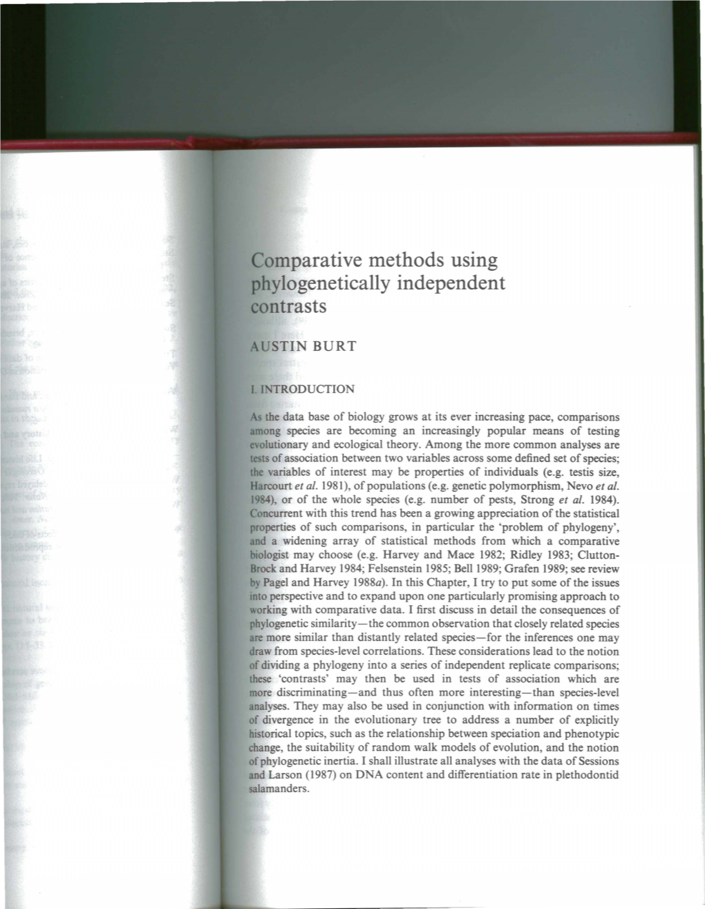 Comparative Methods Using Phylogenetically Independent Contrasts