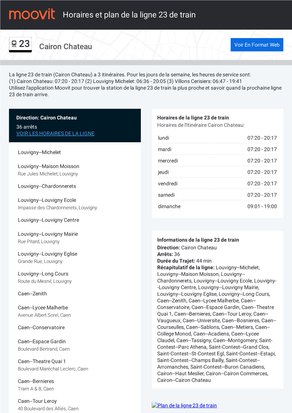 Horaires Et Trajet De La Ligne 23 De Train Sur Une Carte