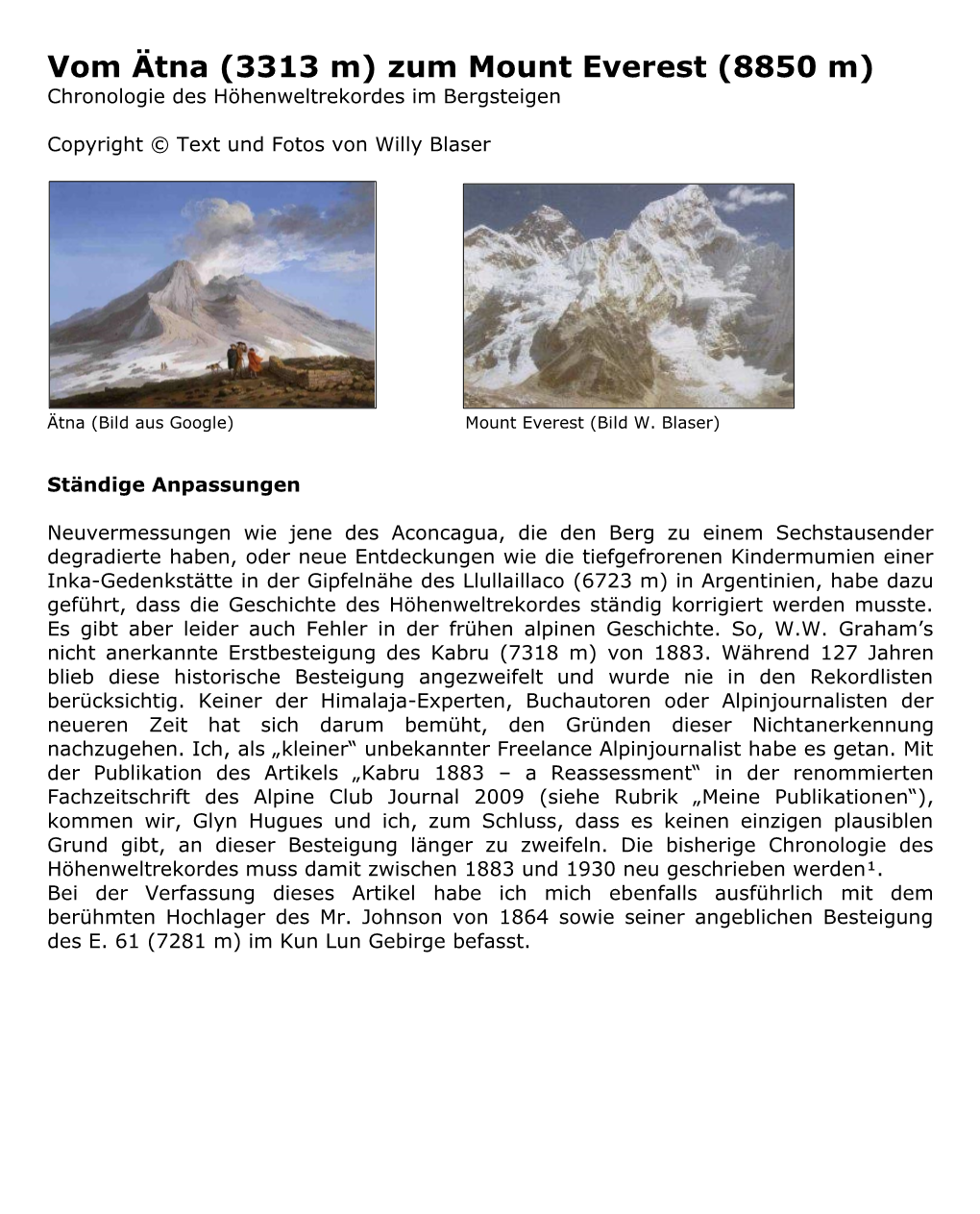 Vom Aetna Zum Mount Everest