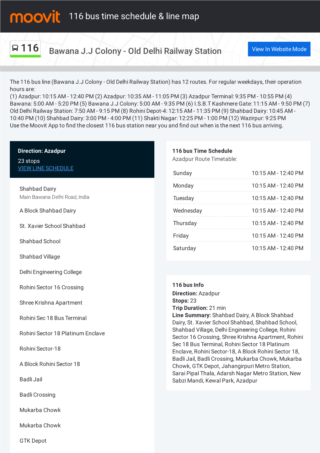 116 Bus Time Schedule & Line Route