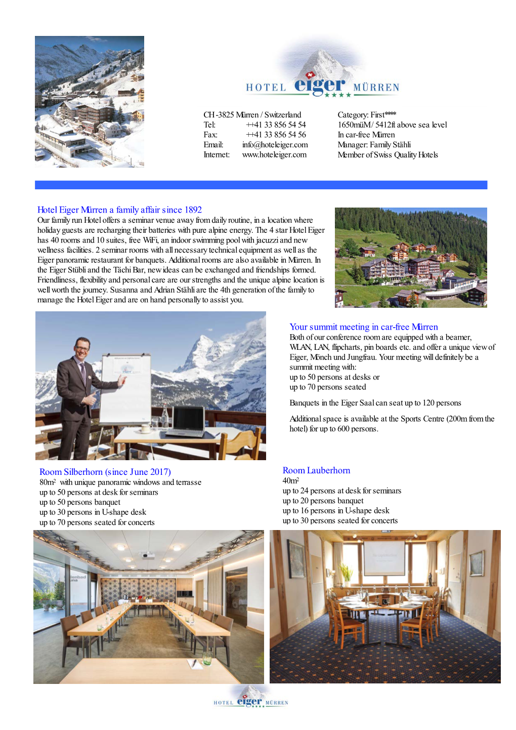 Meetings and Events in the Hotel Eiger