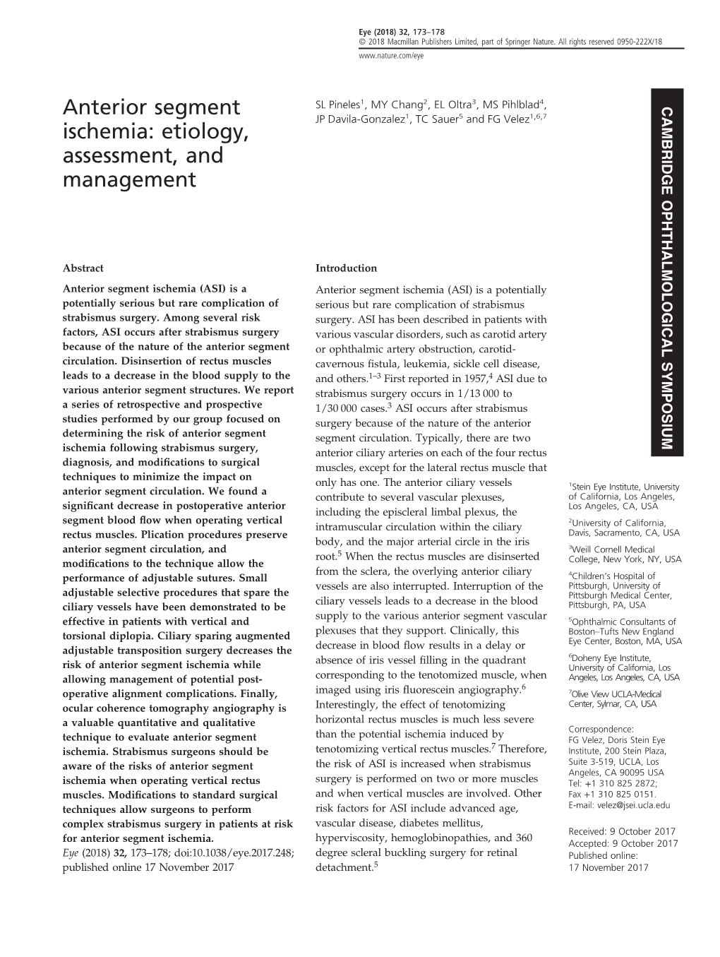 Anterior Segment Ischemia: Etiology, Assessment, and Management