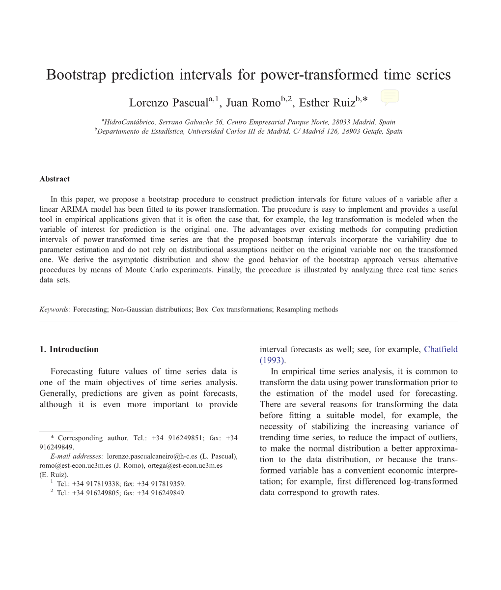 Bootstrap Prediction Intervals for Power-Transformed Time Series