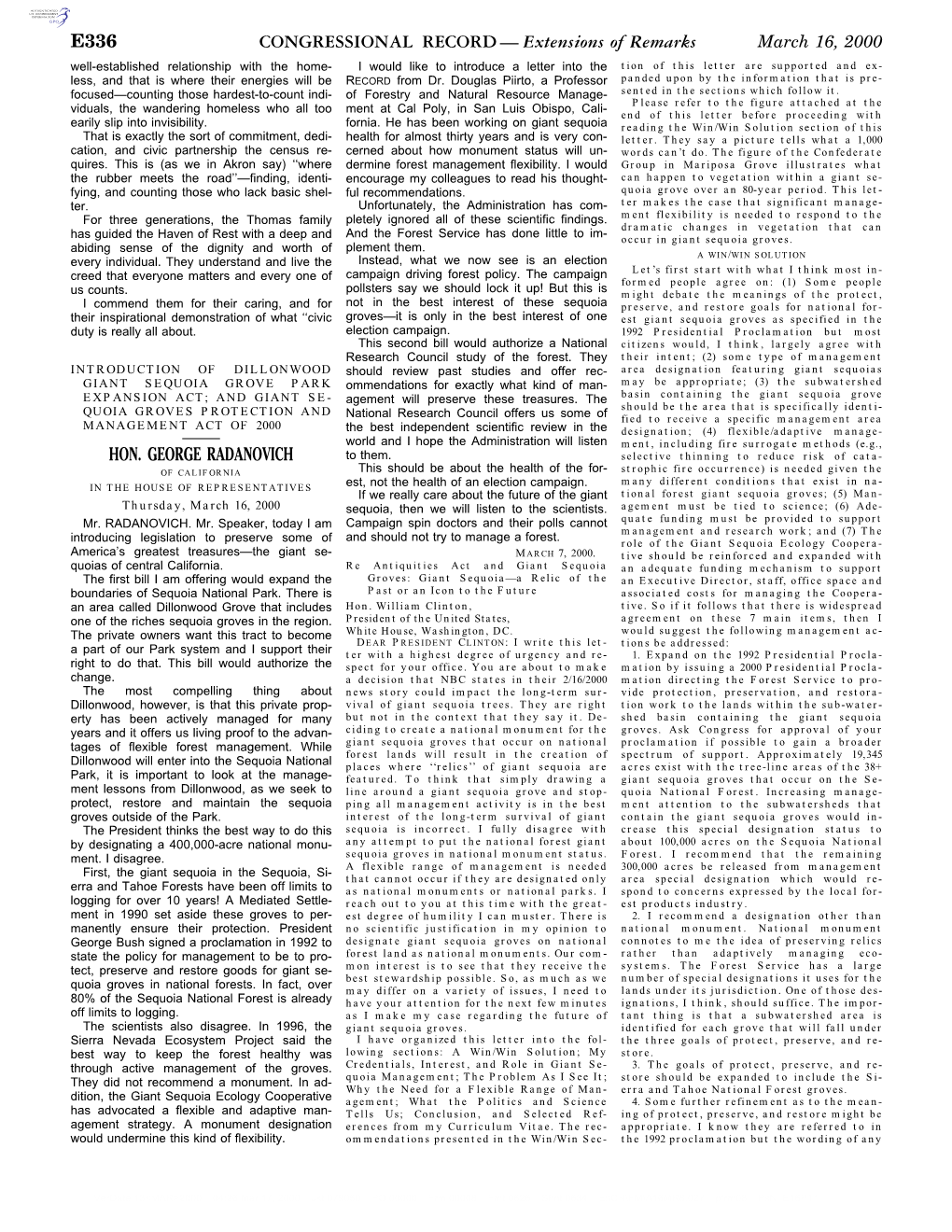 CONGRESSIONAL RECORD— Extensions of Remarks E336 HON