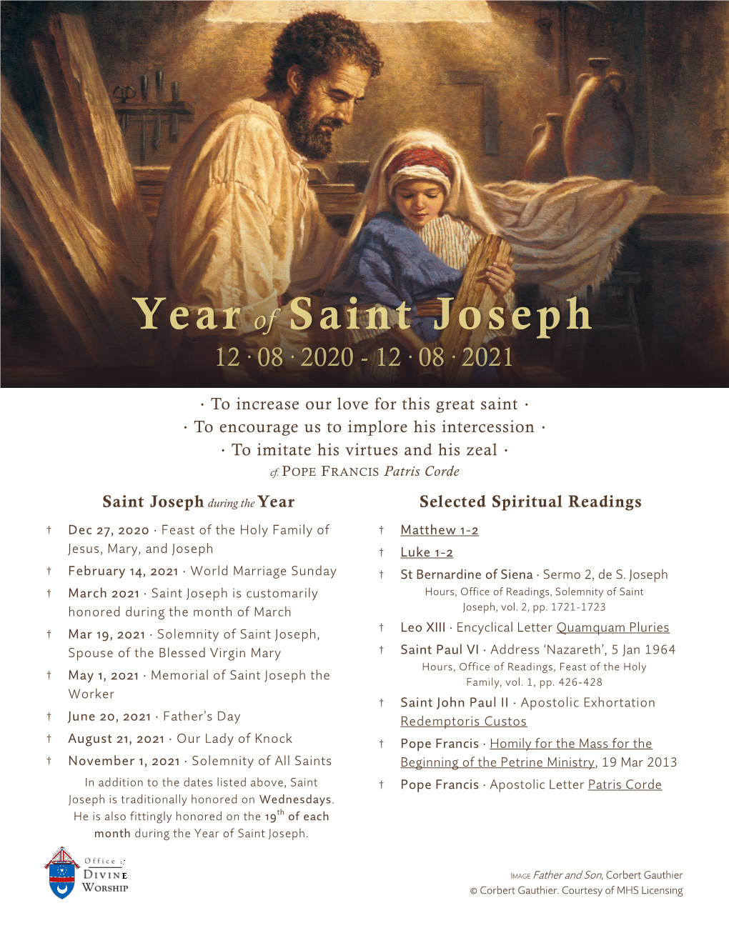 Selected Spiritual Readings Saint Joseph During the Year