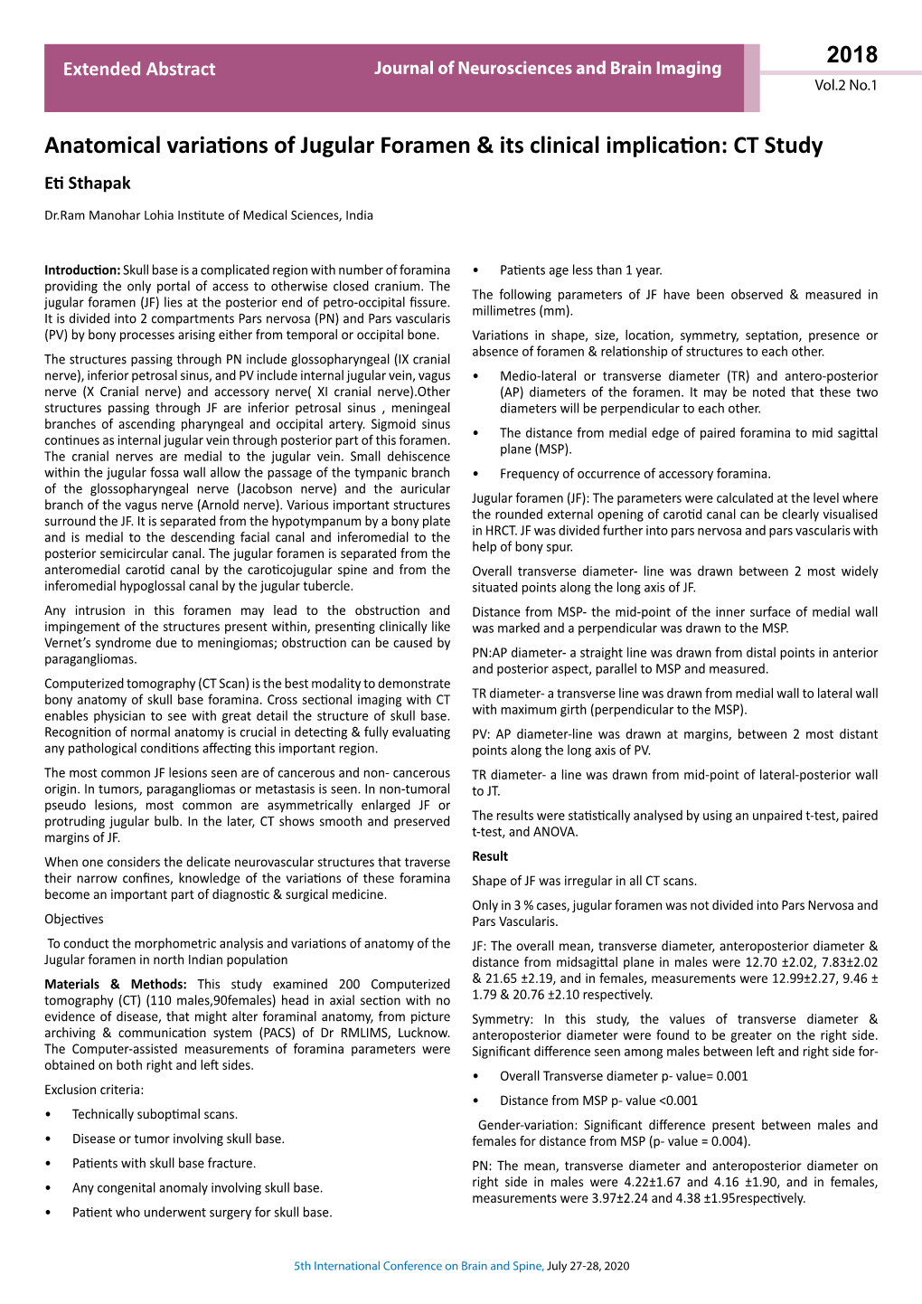 Anatomical Variations of Jugular Foramen & Its Clinical Implication