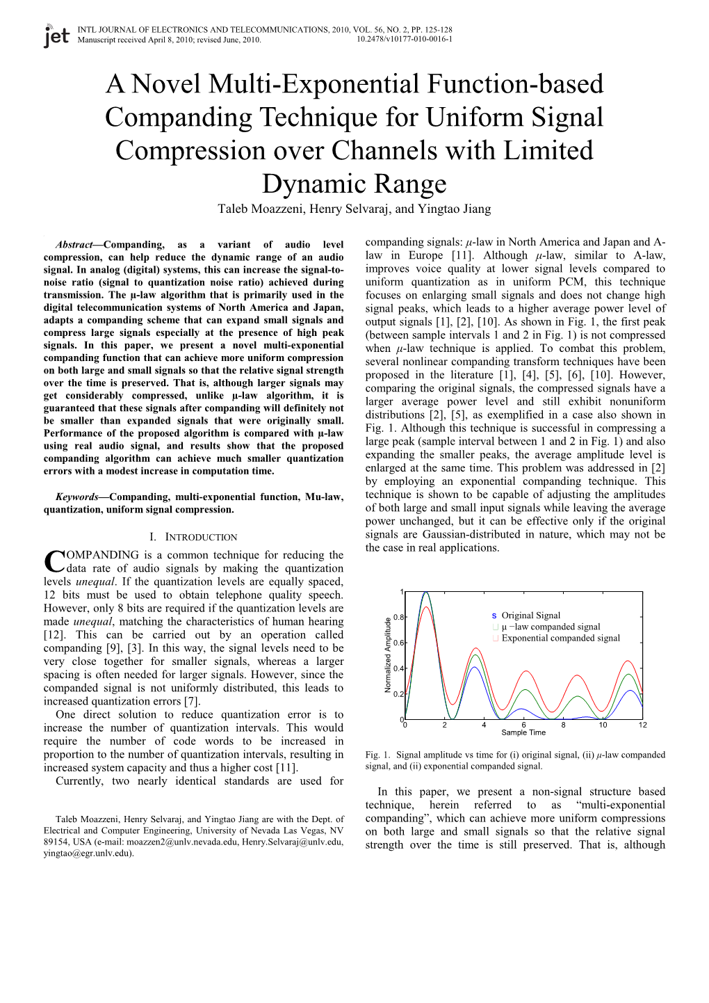 A Novel Multi-Exponential Function-Based Companding Technique for Uniform Signal Compression Over Channels