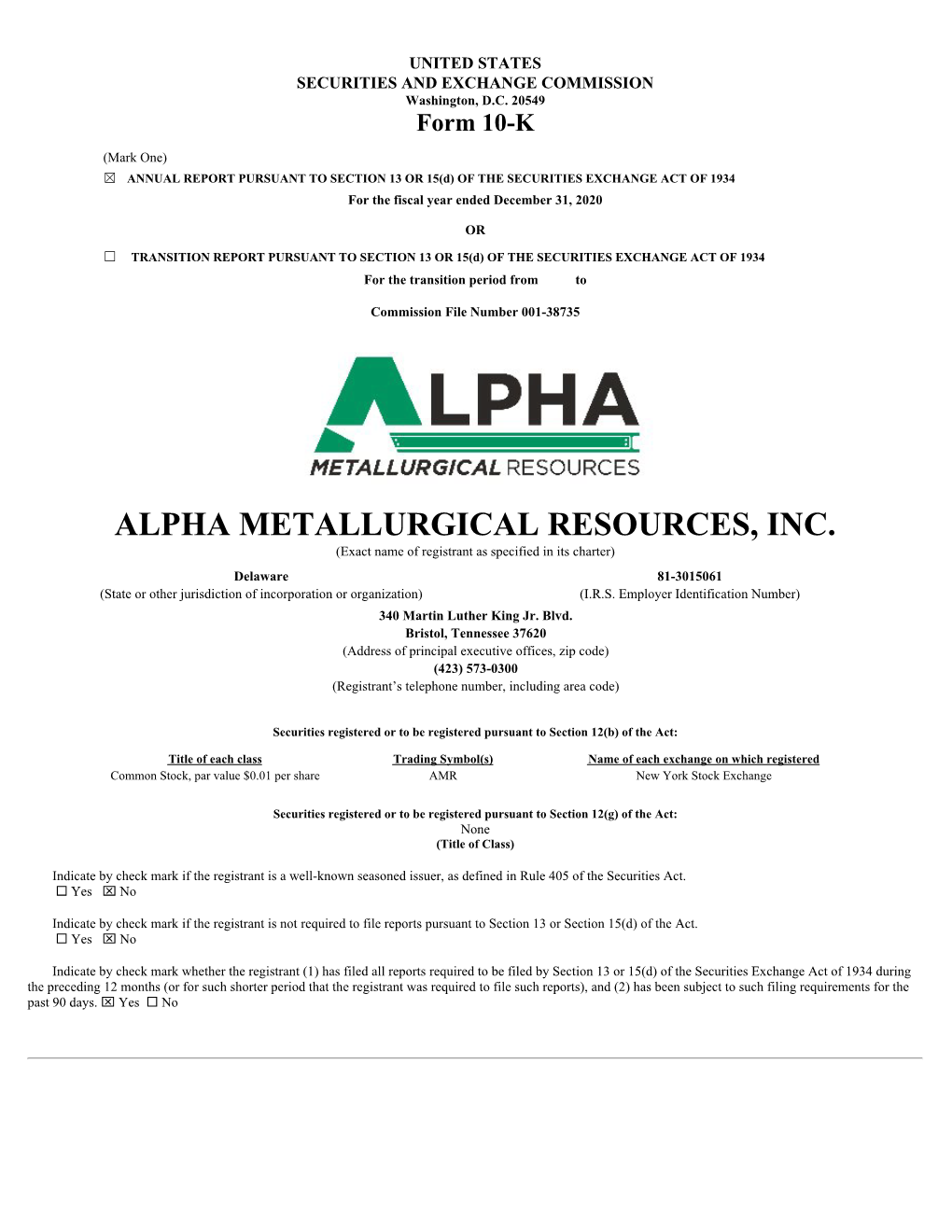 Alpha Metallurgical Resources, Inc