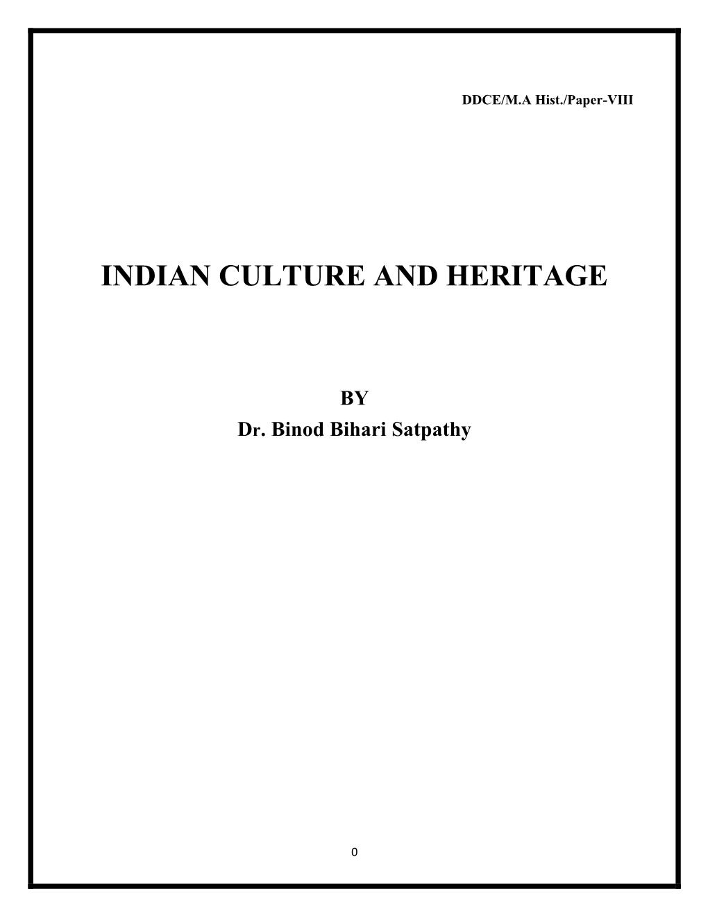 Paper 8 INDIAN CULTURE and HERITAGE