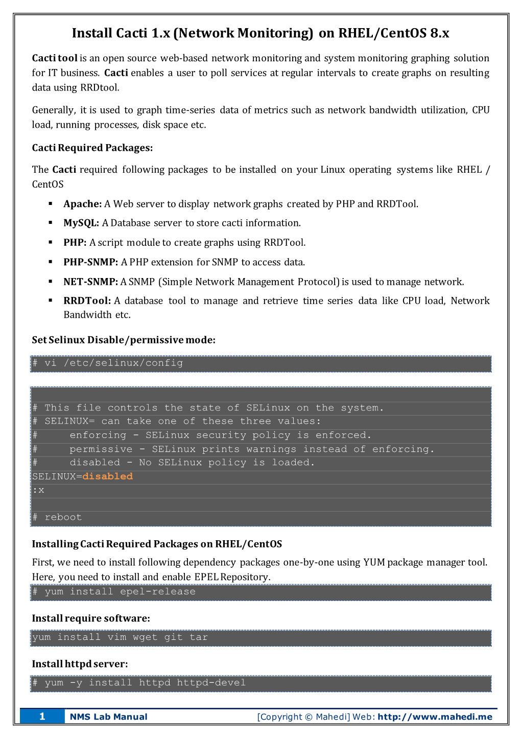 Install Cacti 1.X (Network Monitoring) on RHEL/Centos 8.X