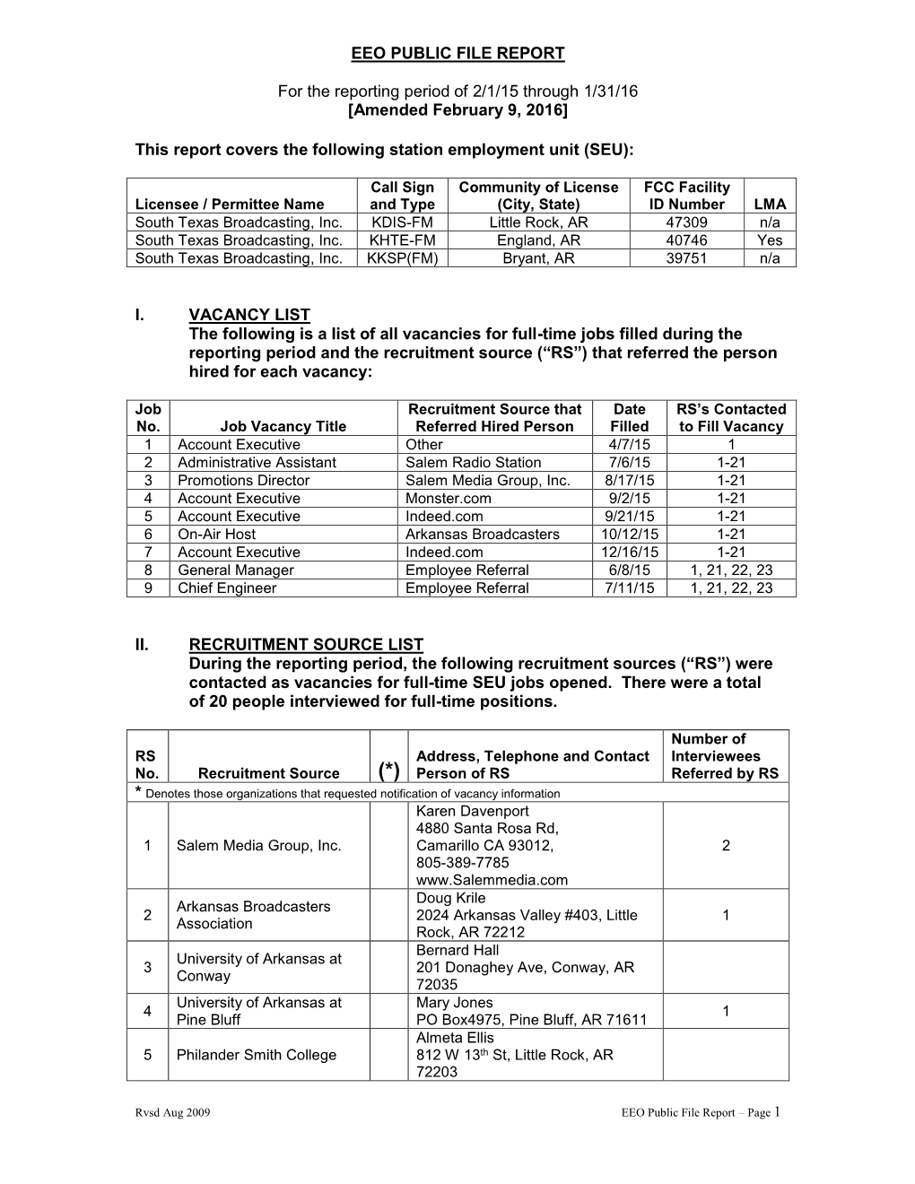 Eeo Public File Report