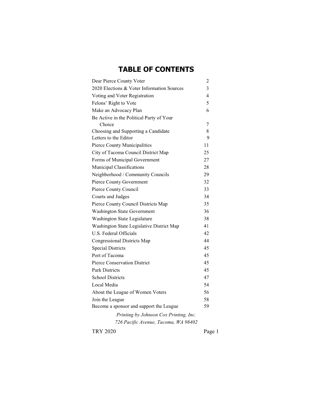 Table of Contents