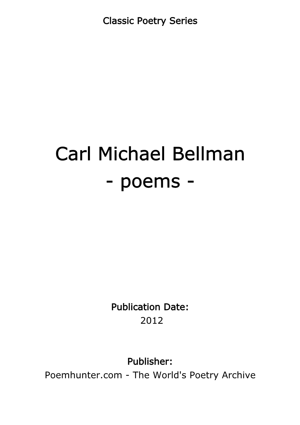 Carl Michael Bellman - Poems