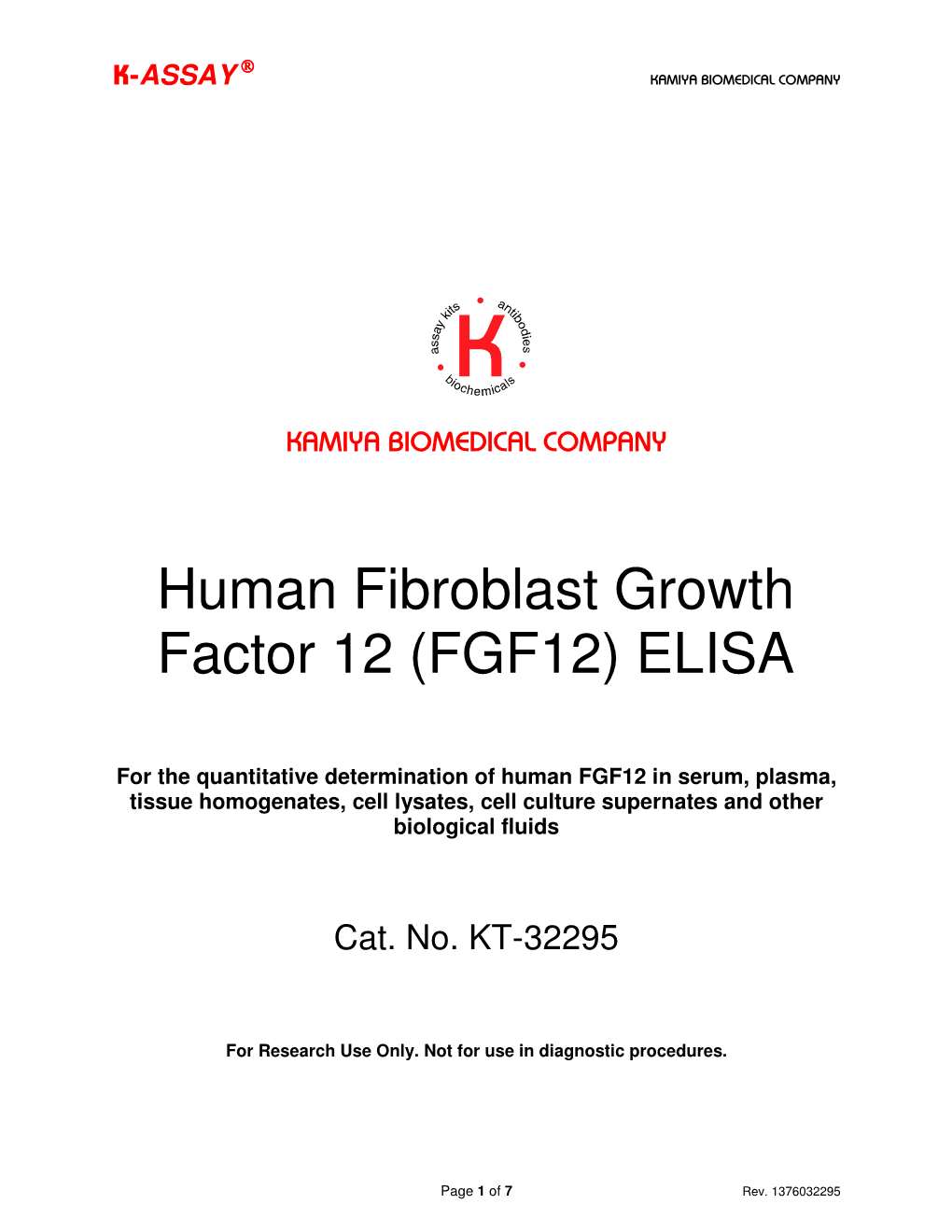 Human Fibroblast Growth Factor 12 (FGF12) ELISA