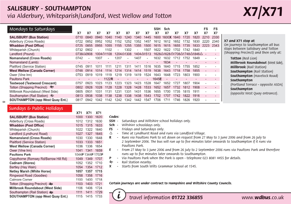 Wilts & Dorset Timetable