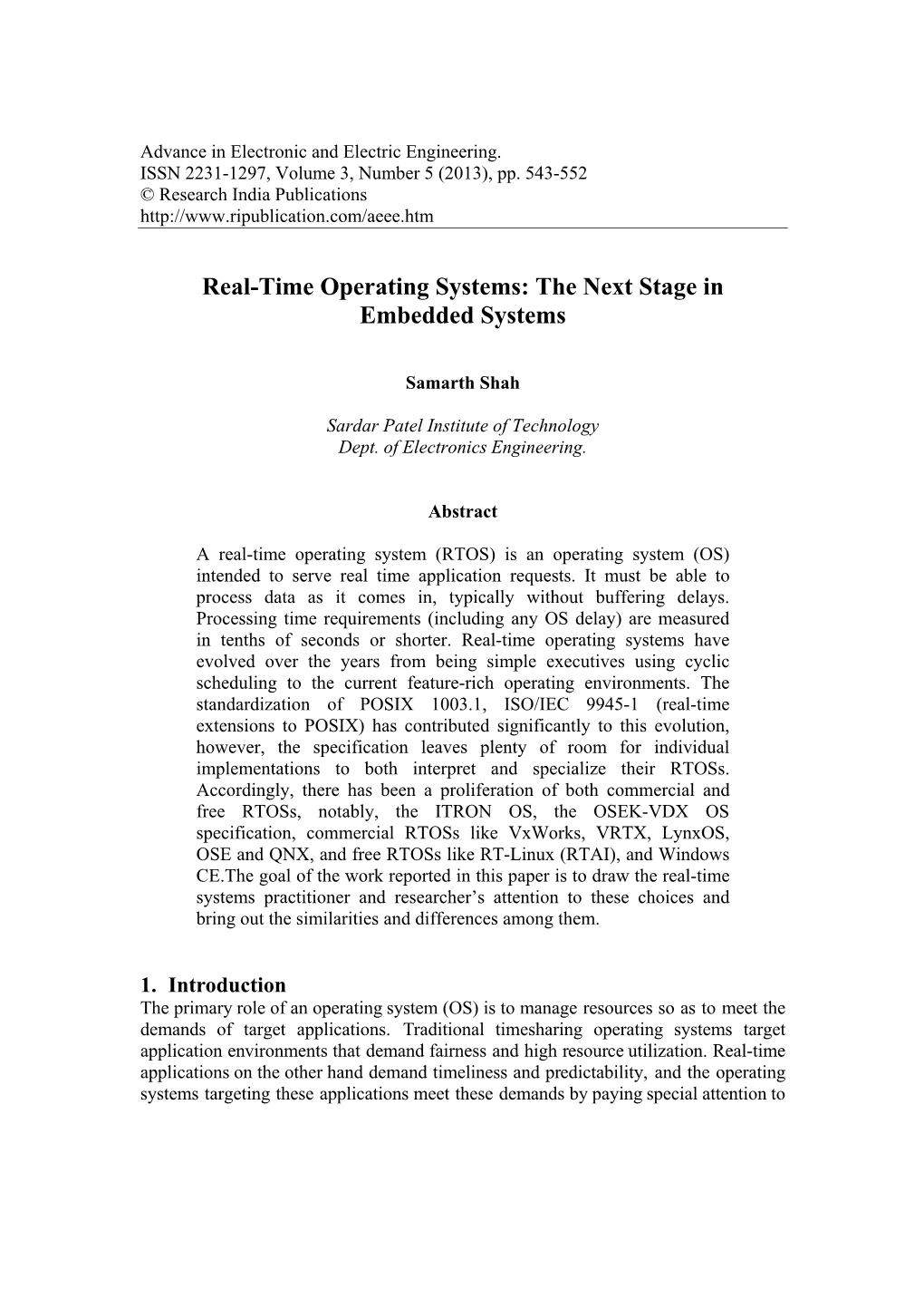 Real-Time Operating Systems: the Next Stage in Embedded Systems