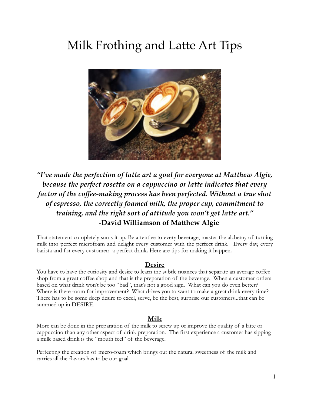 Milk Frothing and Latte Art Tips
