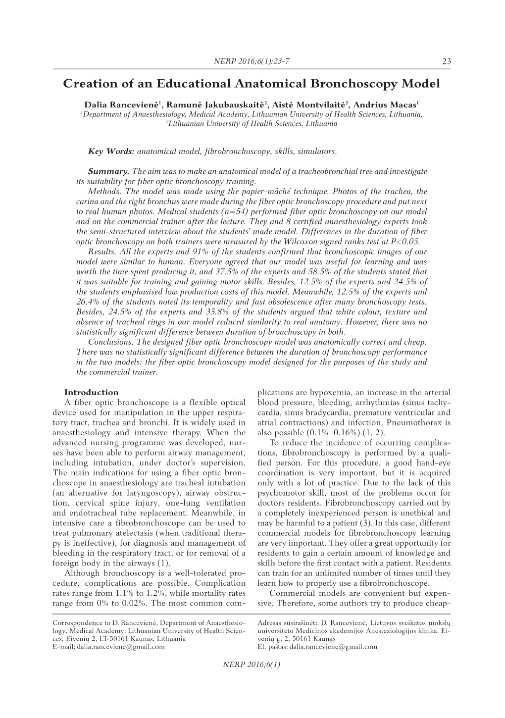 Creation of an Educational Anatomical Bronchoscopy Model