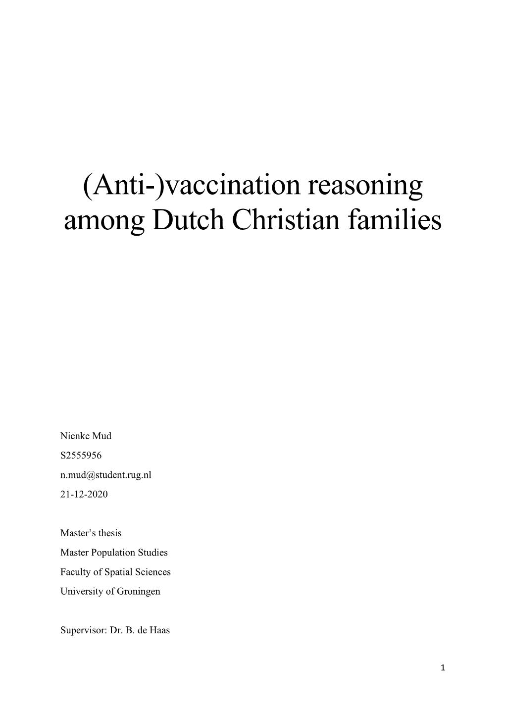 (Anti-)Vaccination Reasoning Among Dutch Christian Families