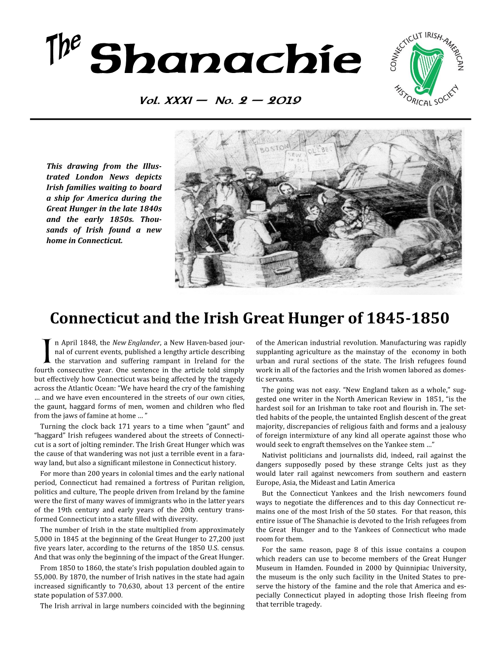 Connecticut and the Irish Great Hunger of 1845-1850