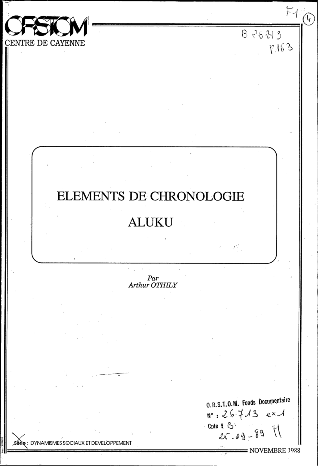 Eléments De Chronologie Aluku