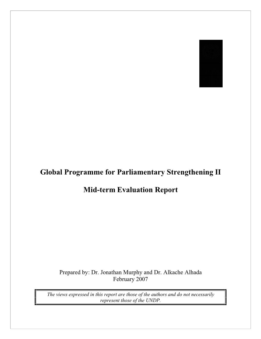 Global Programme for Parliamentary Strengthening II Mid-Term