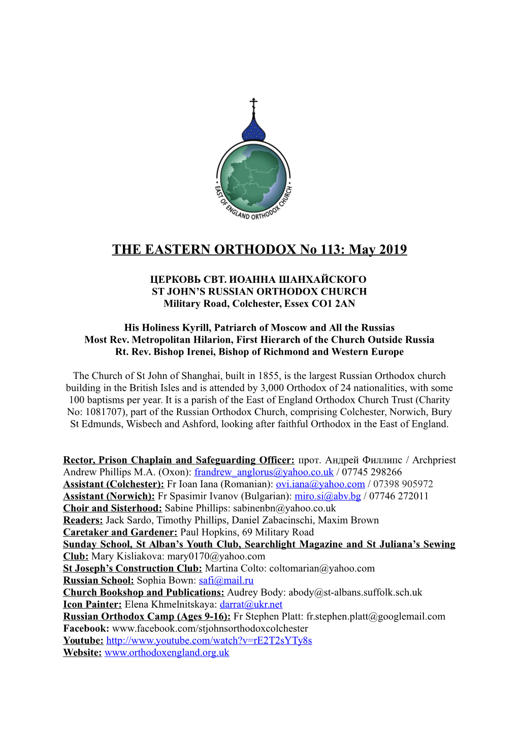 THE EASTERN ORTHODOX No 113: May 2019