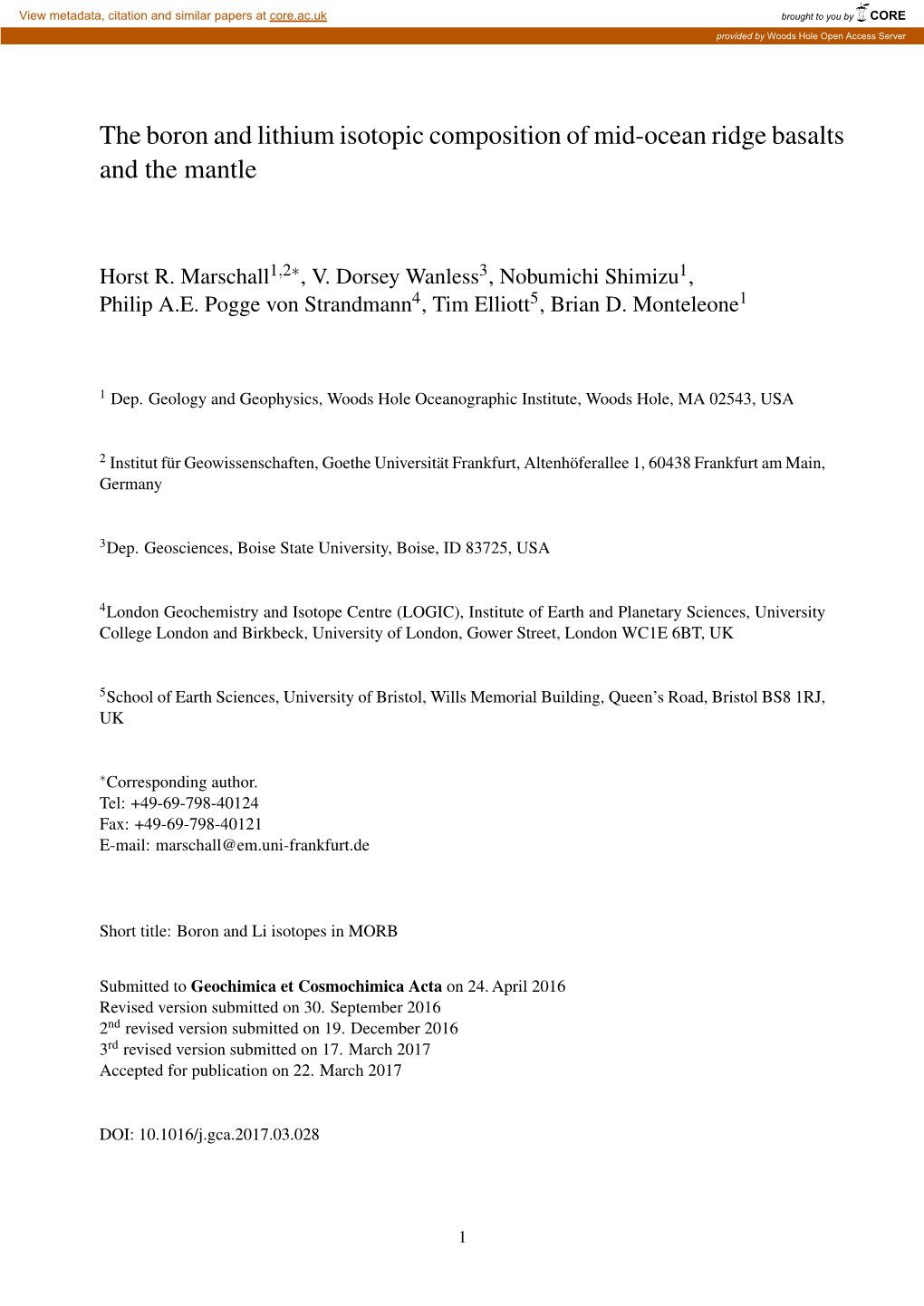 The Boron and Lithium Isotopic Composition of Mid-Ocean Ridge Basalts and the Mantle