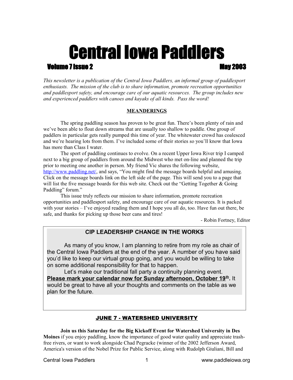 Central Iowa Paddlers