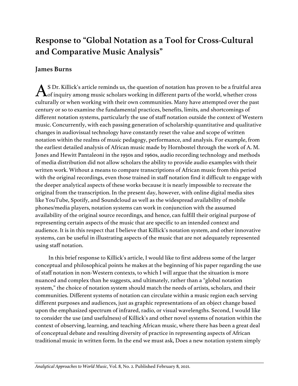 Global Notation As a Tool for Cross-Cultural and Comparative Music Analysis”