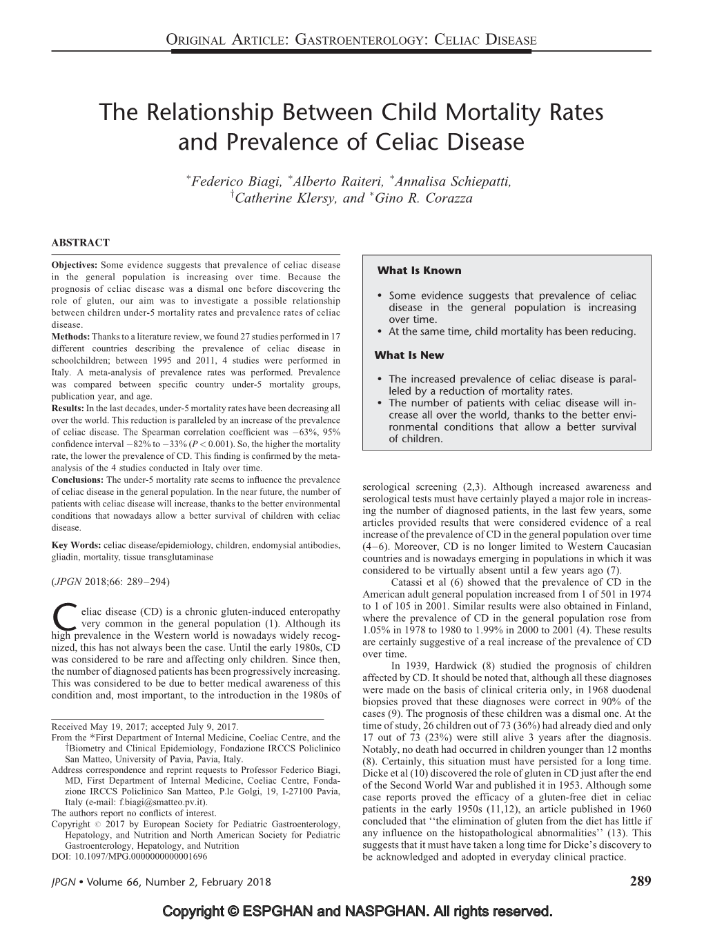 The Relationship Between Child Mortality Rates and Prevalence of Celiac Disease