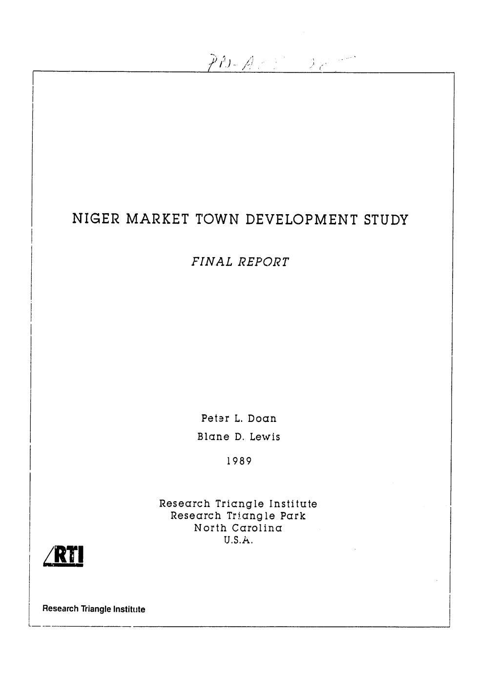 Niger Market Town Development Study