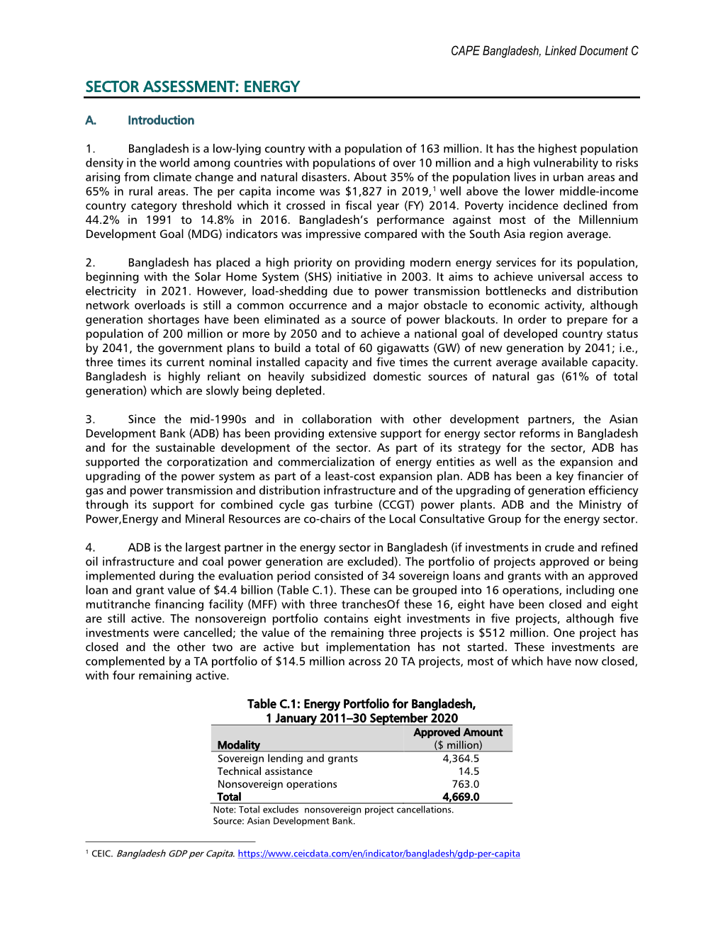 Sector Assessment: Energy