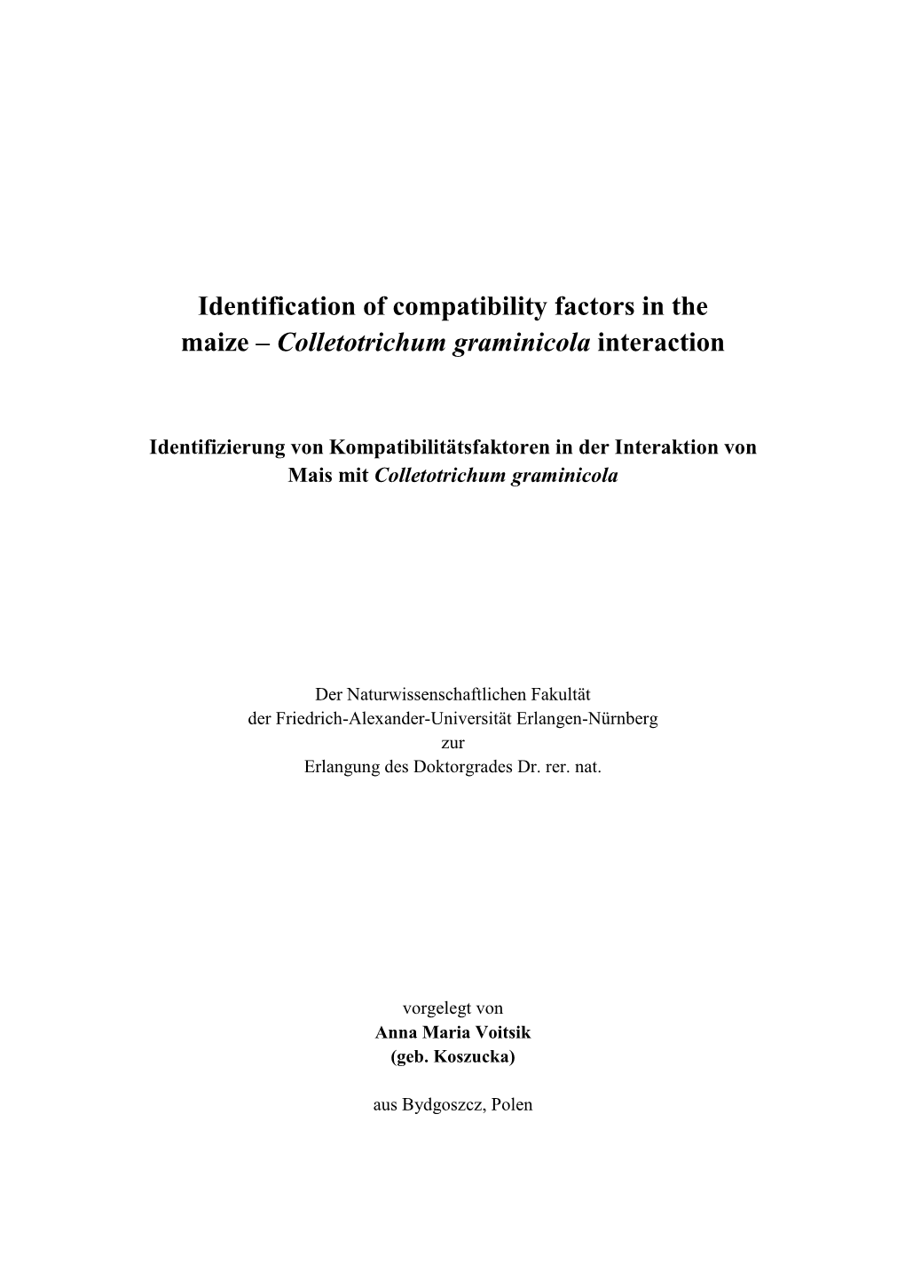 Colletotrichum Graminicola Interaction
