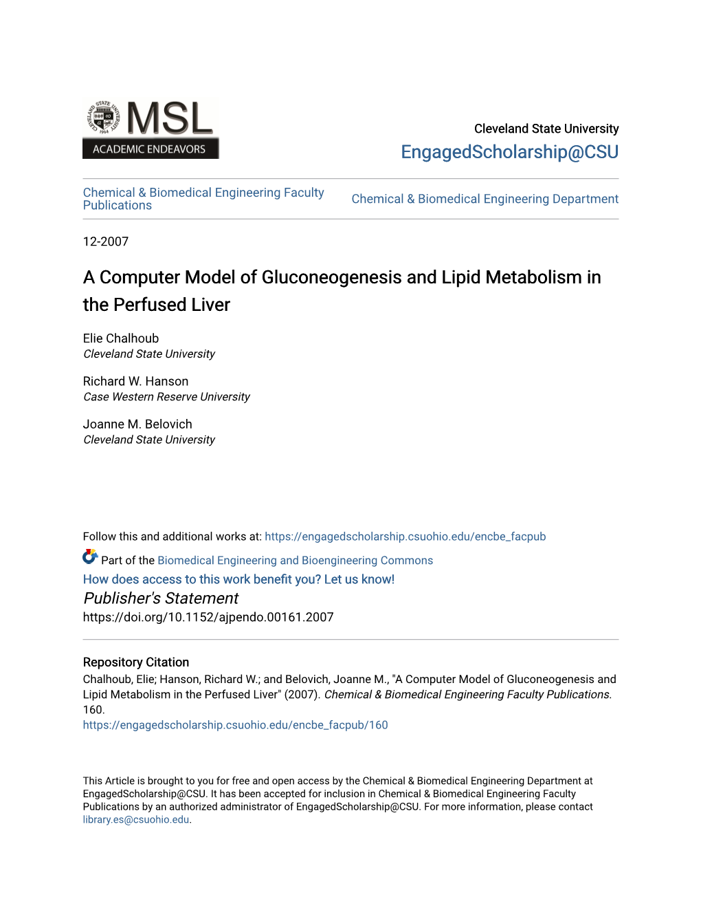 A Computer Model of Gluconeogenesis and Lipid Metabolism in the Perfused Liver