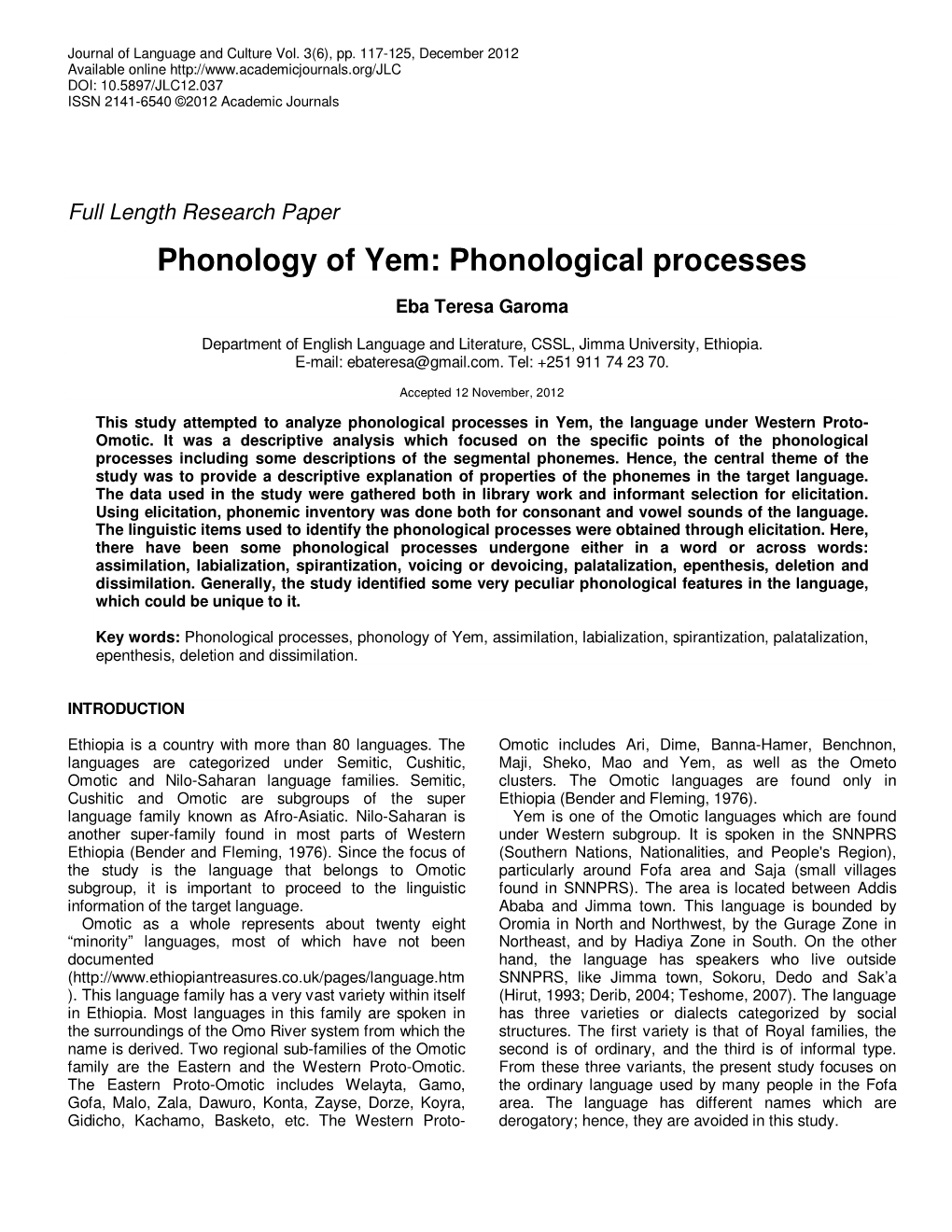 Phonological Processes