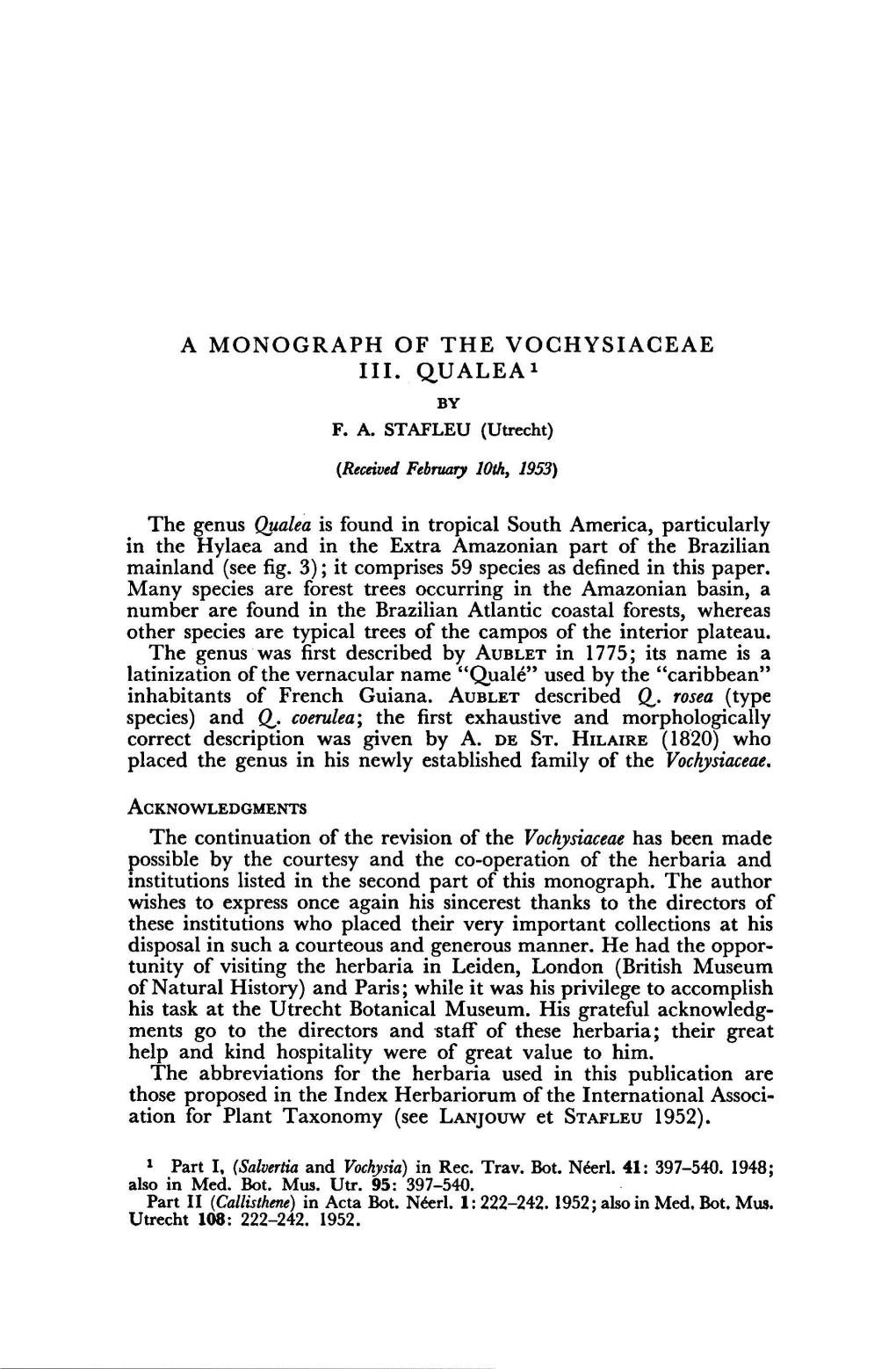 A Monograph of the Vochysiaceae