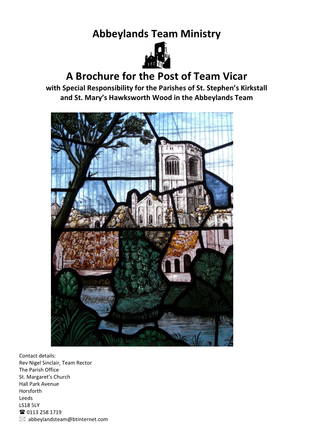 Abbeylands Team Ministry a Brochure for the Post of Team Vicar