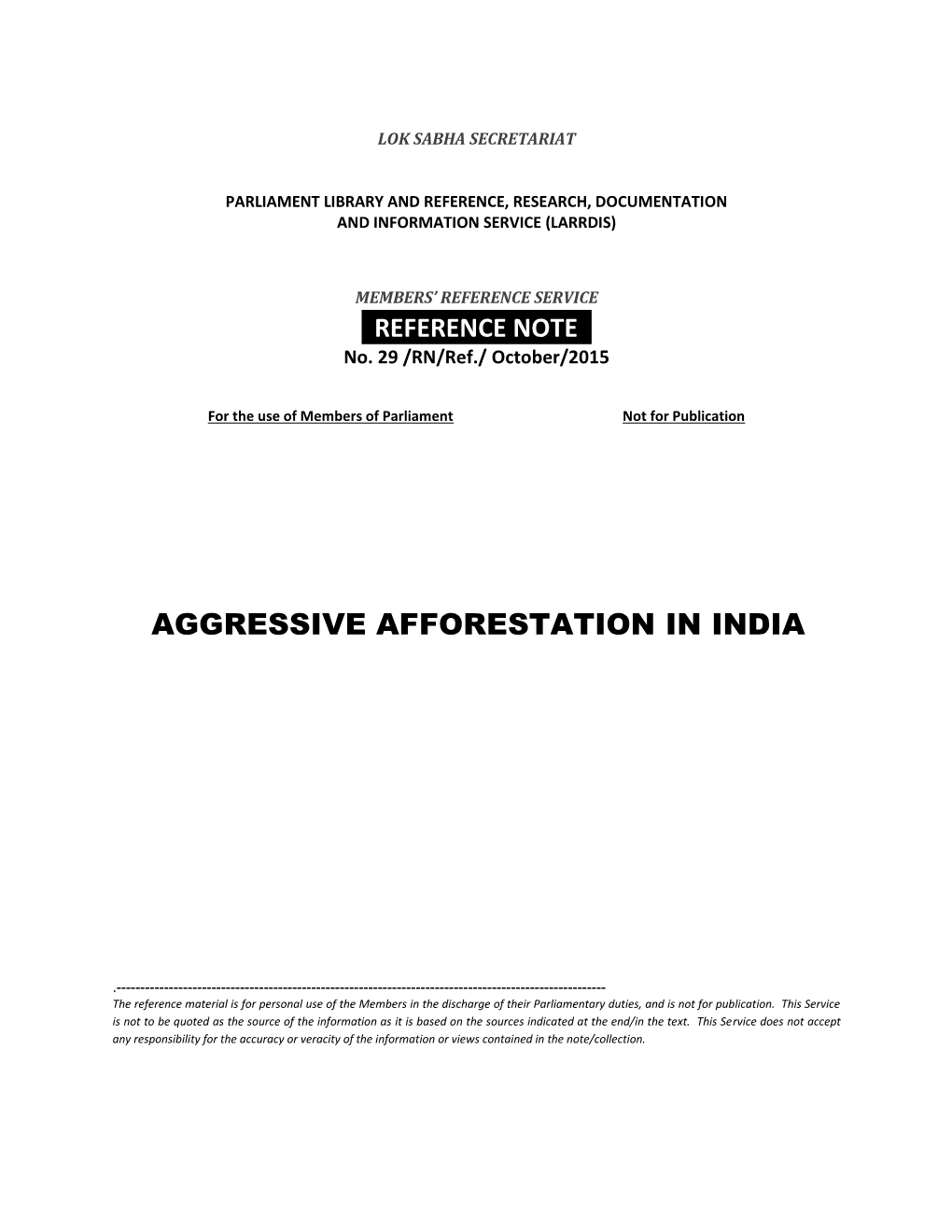Aggressive Afforestation in India