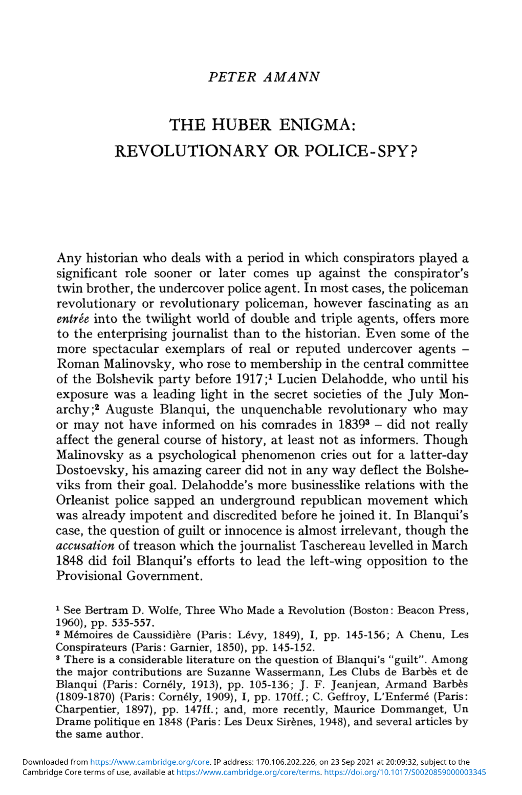The Huber Enigma: Revolutionary Or Police-Spy?