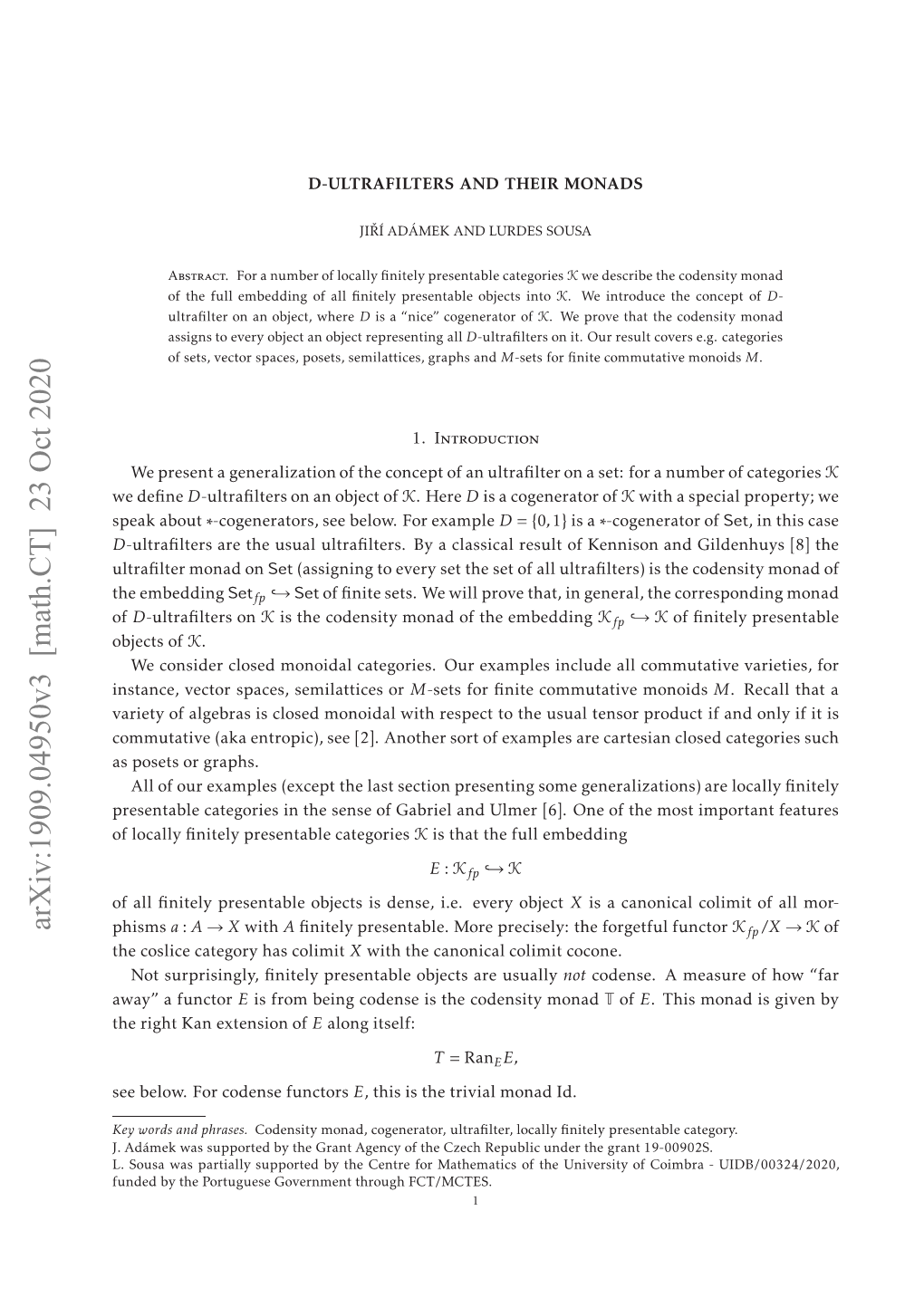 Arxiv:1909.04950V3 [Math.CT] 23 Oct 2020 E Od N Phrases