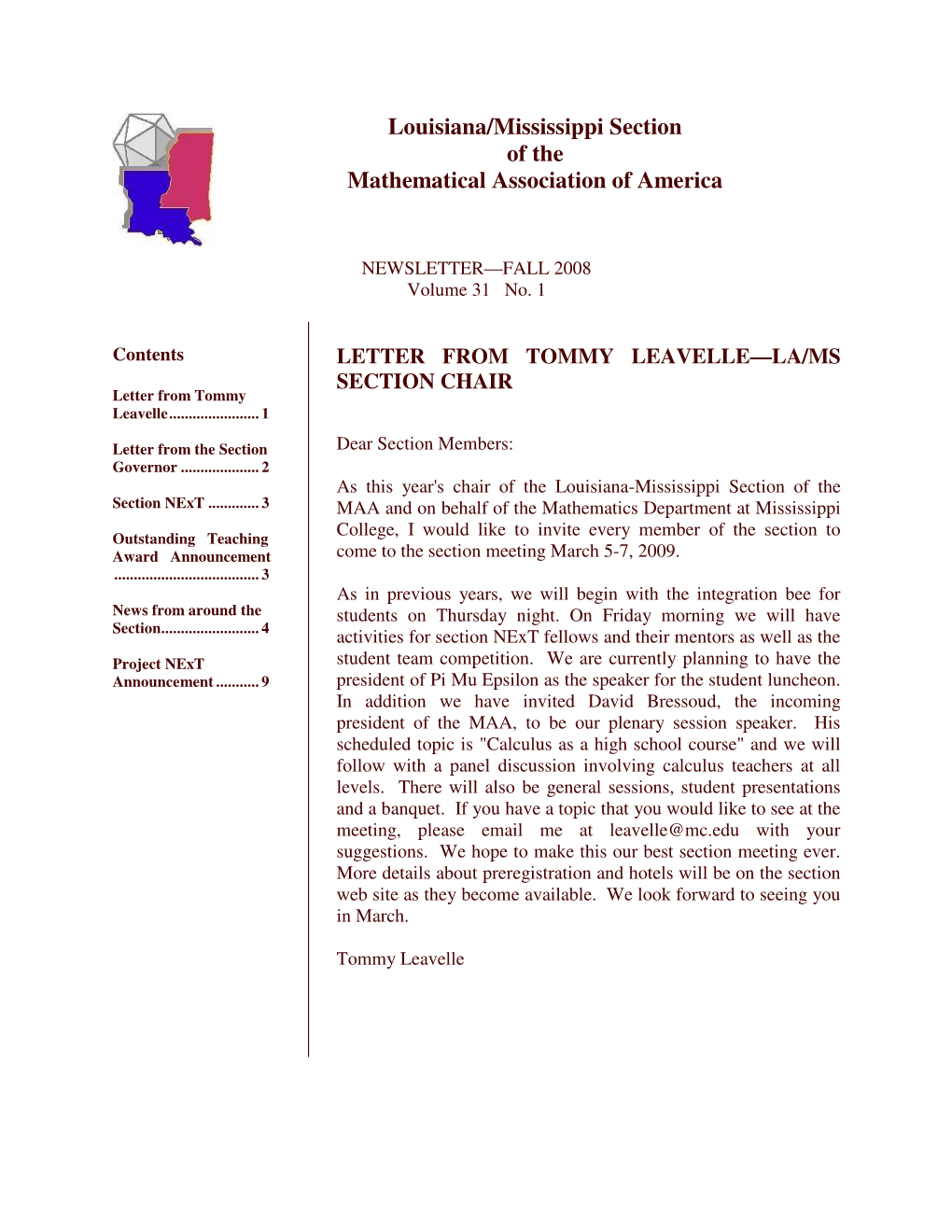 Louisiana/Mississippi Section of the Mathematical Association of America