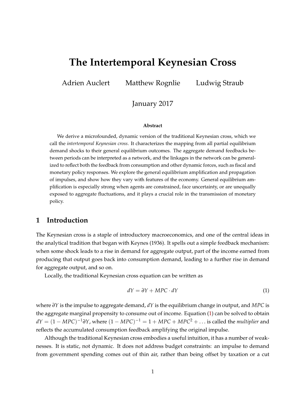 The Intertemporal Keynesian Cross