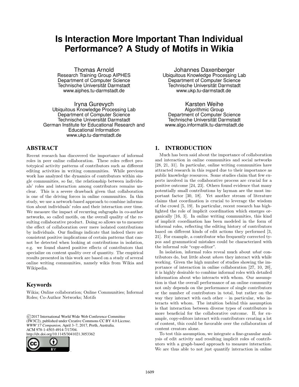 A Study of Motifs in Wikia