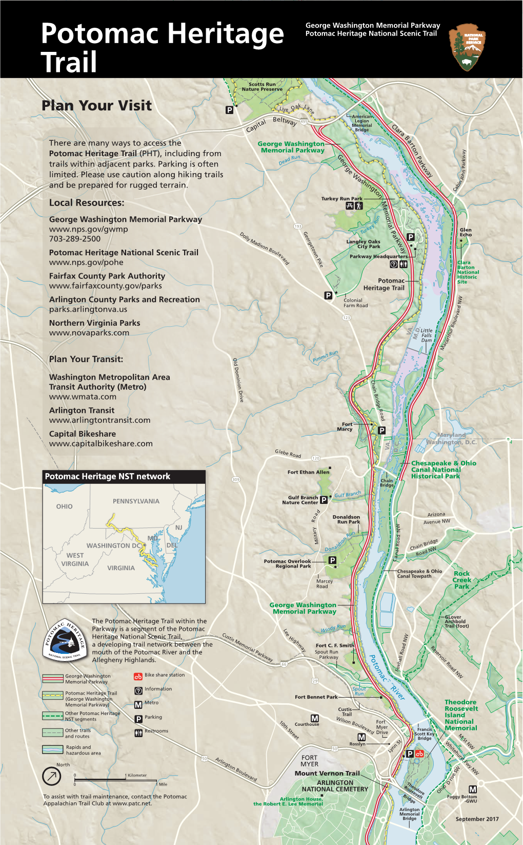 Potomac Heritage Trail (PHT), Including from G P Run E W D a K Ea O R R D R K a Trails Within Adjacent Parks